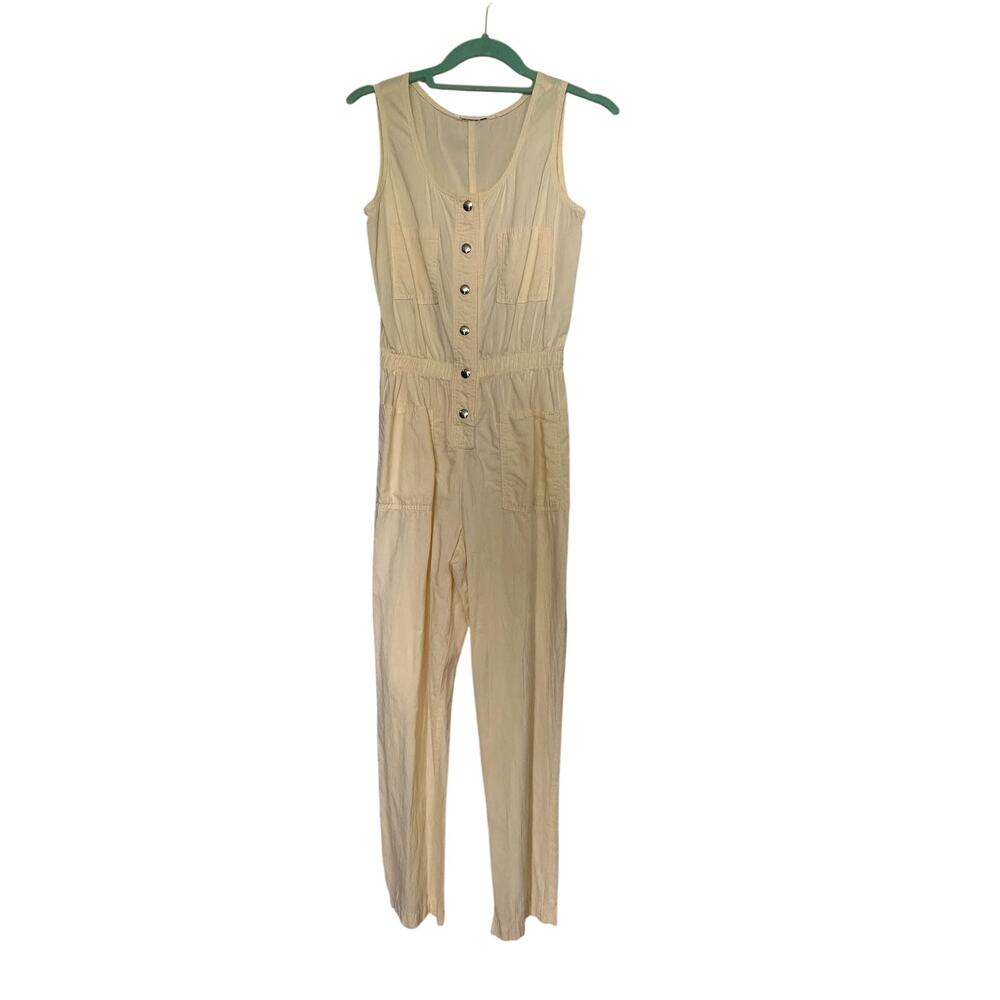 Vintage Pale Yellow Lightweight Jumpsuit with Snap Buttons XS/S